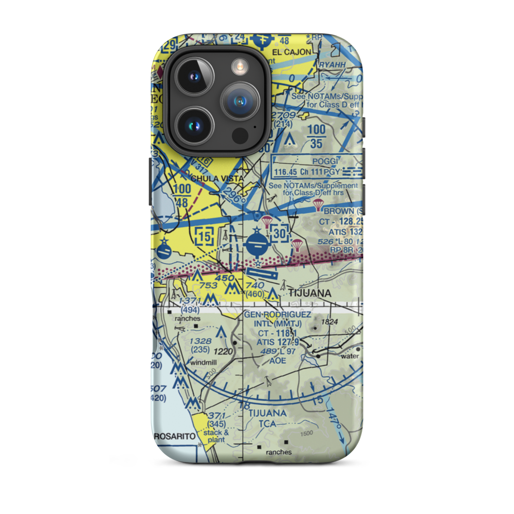 Brown Field Municipal Airport (SDM) VFR Sectional  Tough iPhone Case iPhone 16 Pro Max model shown