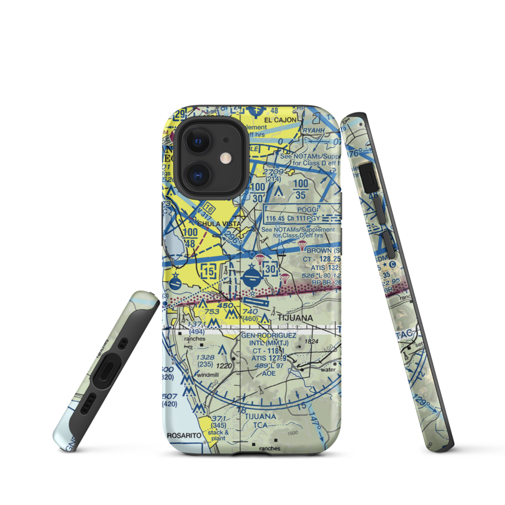 Brown Field Municipal Airport (SDM) VFR Sectional  Tough iPhone Case iPhone 12 mini model shown
