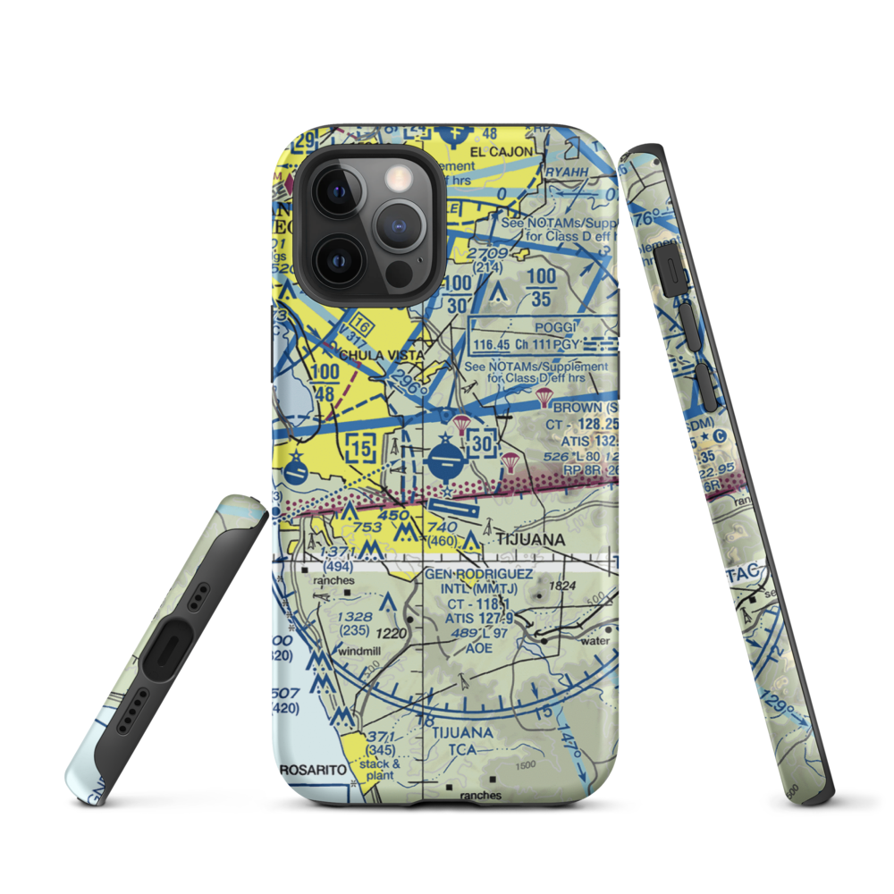 Brown Field Municipal Airport (SDM) VFR Sectional  Tough iPhone Case iPhone 12 Pro model shown