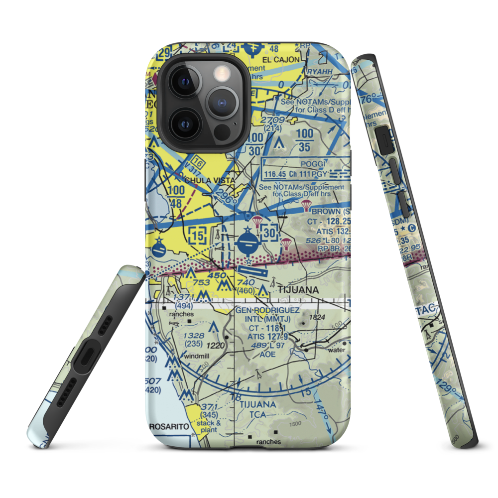 Brown Field Municipal Airport (SDM) VFR Sectional  Tough iPhone Case iPhone 12 Pro Max model shown