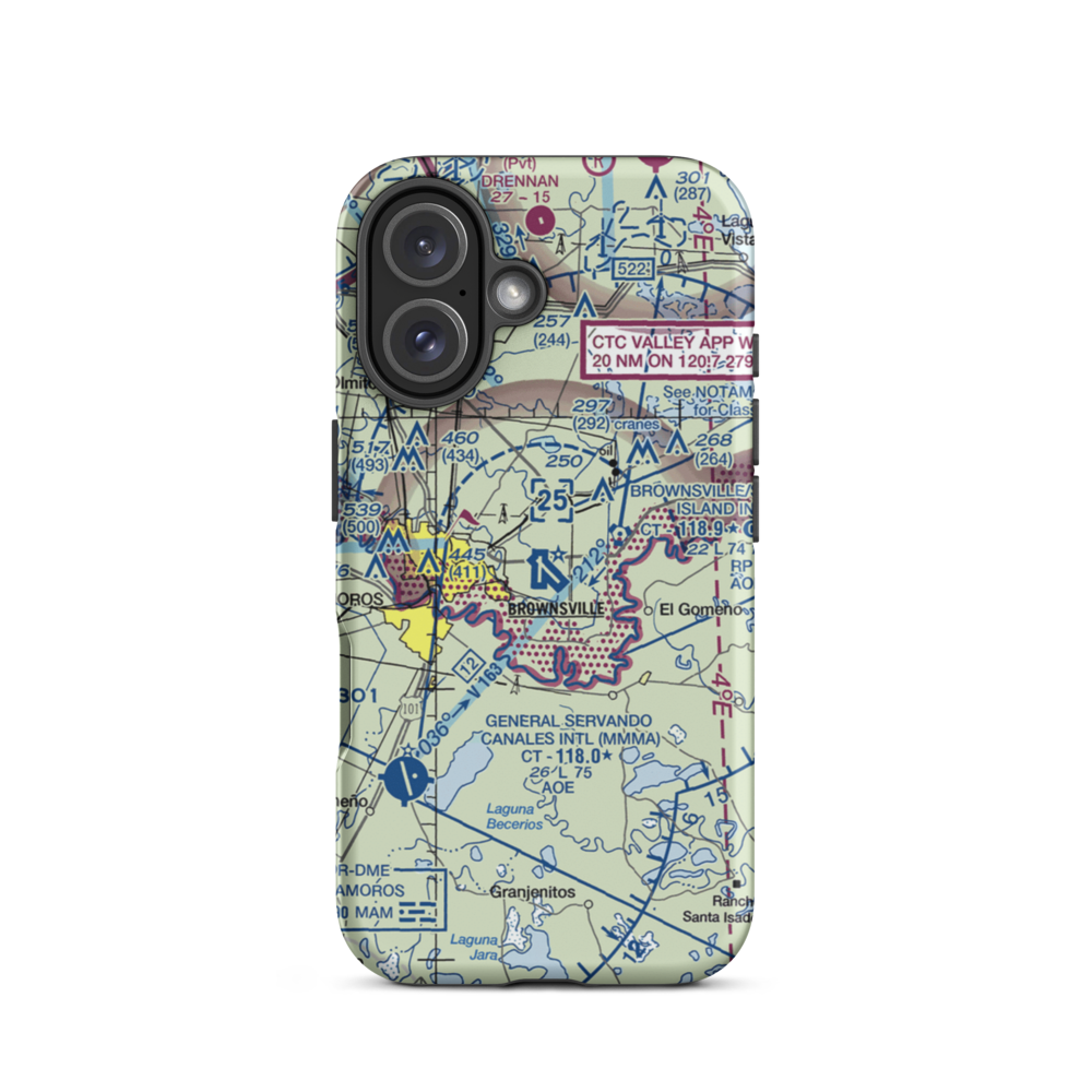 Brownsville South Padre Island International Airport (BRO) VFR Sectional  Tough iPhone Case iPhone 16 model shown