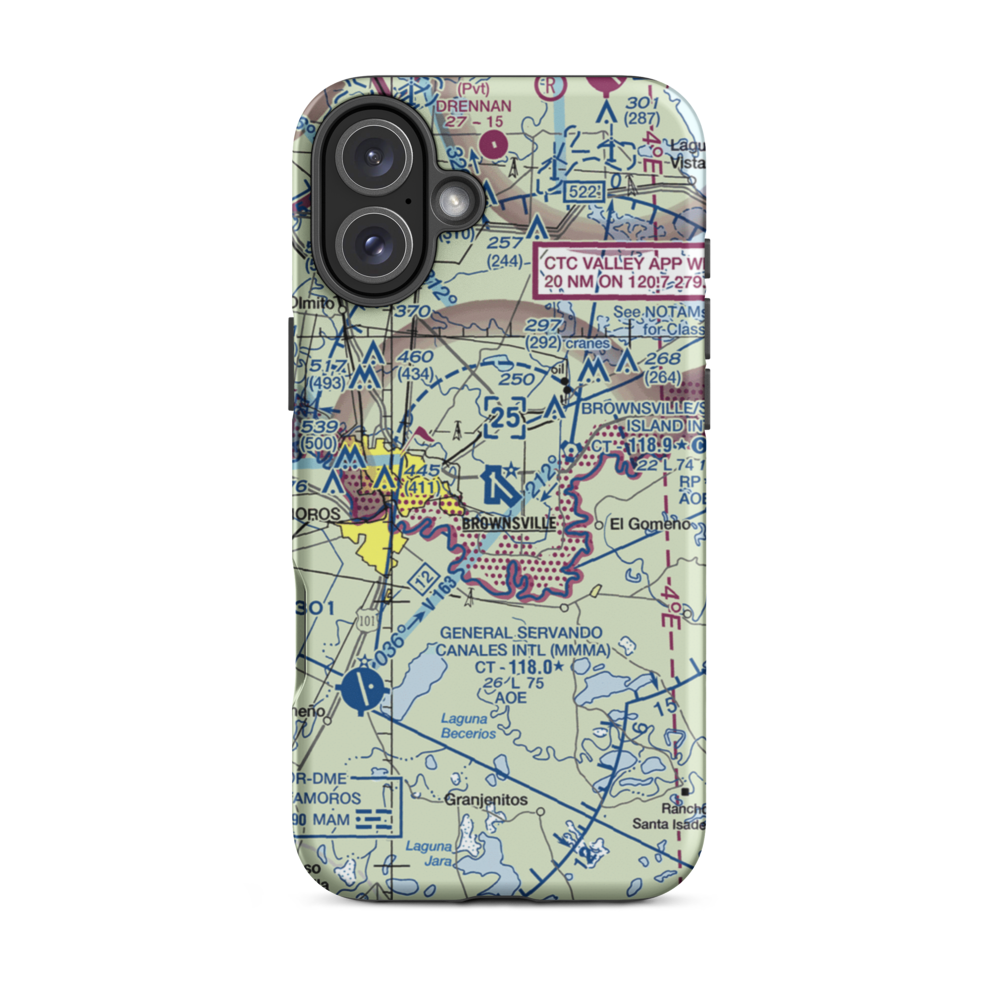 Brownsville South Padre Island International Airport (BRO) VFR Sectional  Tough iPhone Case iPhone 16 Plus model shown
