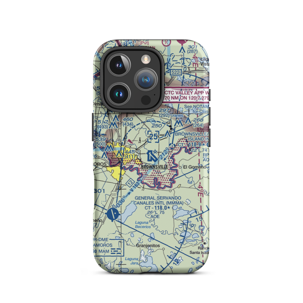 Brownsville South Padre Island International Airport (BRO) VFR Sectional  Tough iPhone Case iPhone 16 Pro model shown