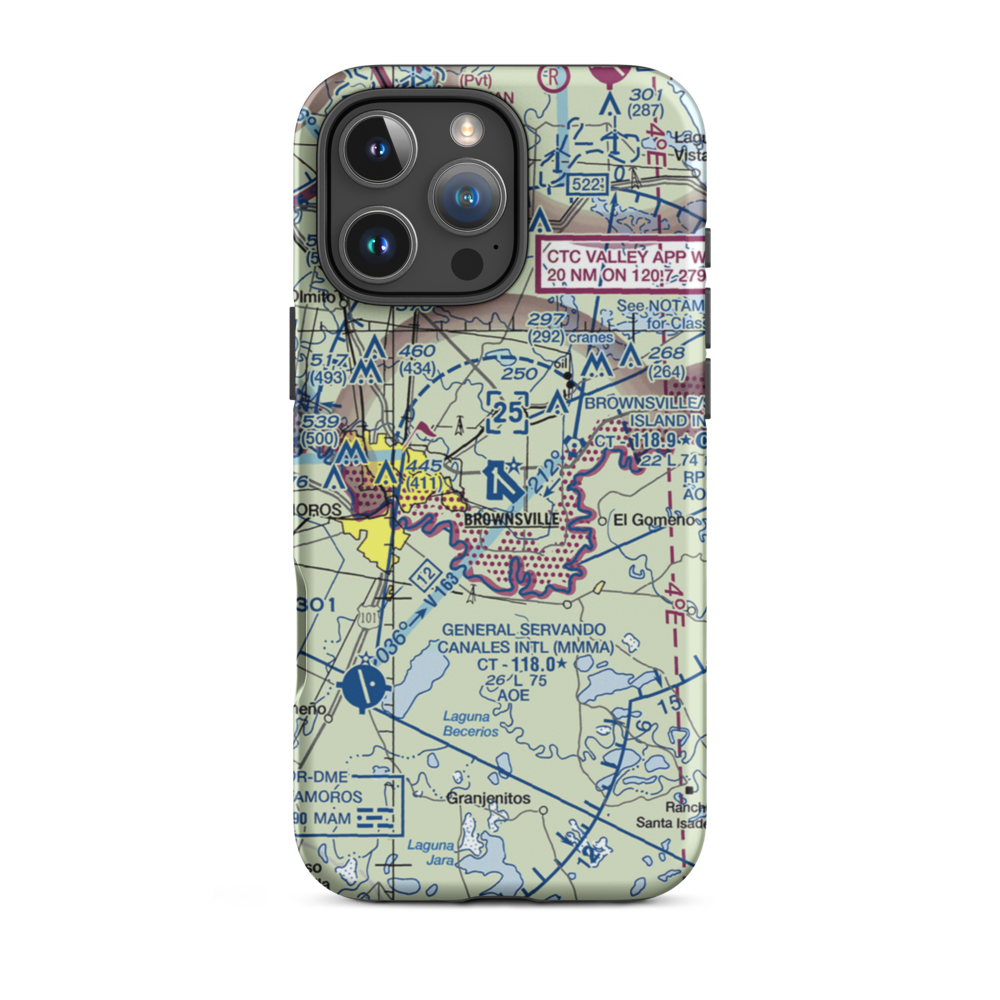 Brownsville South Padre Island International Airport (BRO) VFR Sectional  Tough iPhone Case iPhone 16 Pro Max model shown