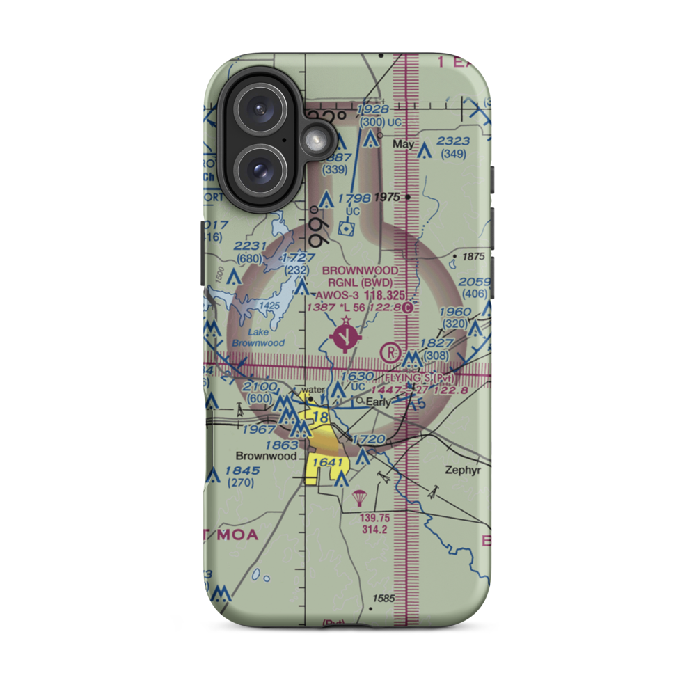 Brownwood Regional Airport (BWD) VFR Sectional  Tough iPhone Case iPhone 16 Plus model shown