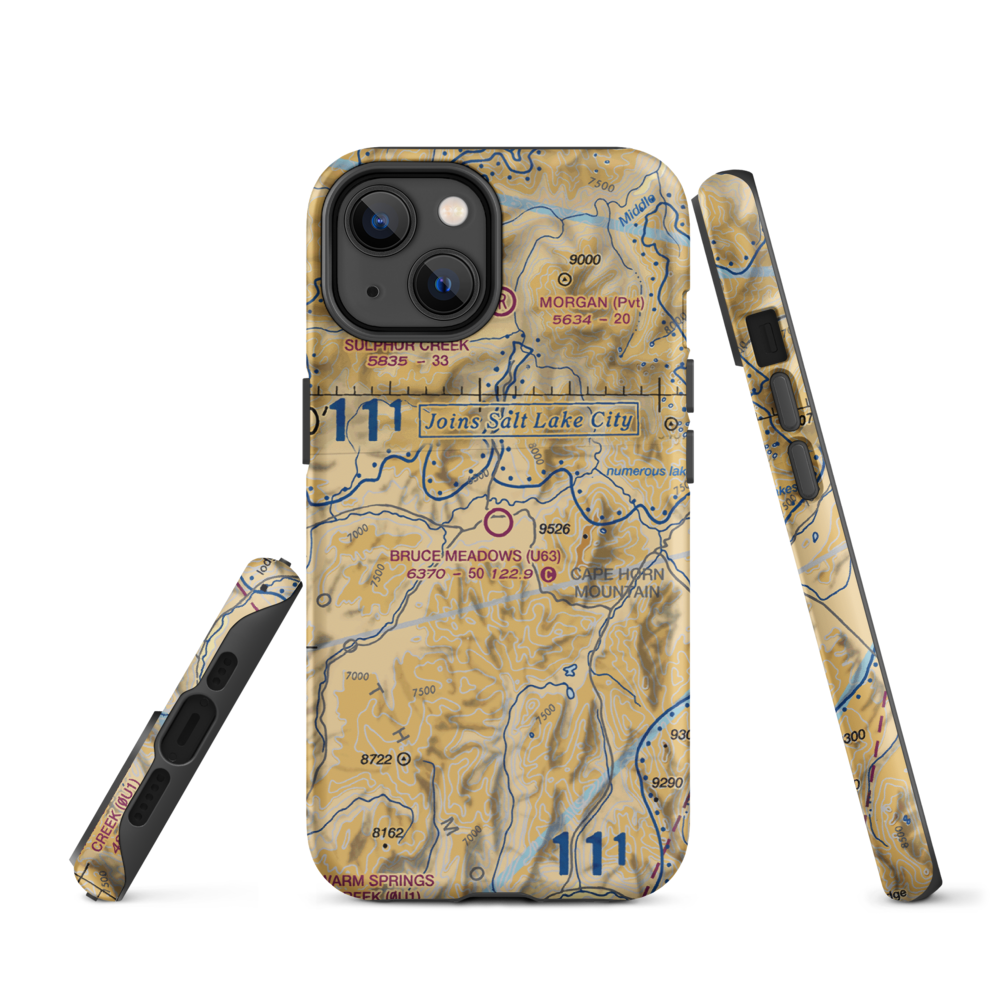Bruce Meadows Airport (U63) VFR Sectional  Tough iPhone Case iPhone 14 model shown