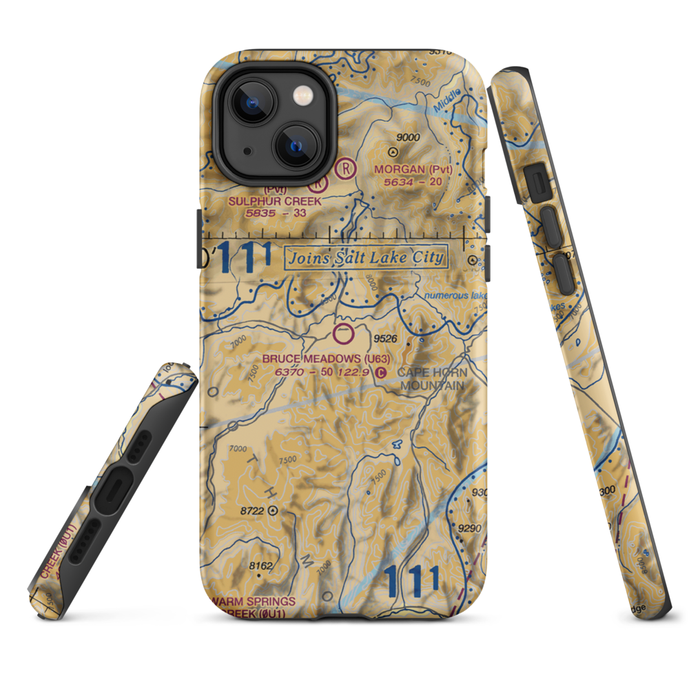 Bruce Meadows Airport (U63) VFR Sectional  Tough iPhone Case iPhone 14 Plus model shown