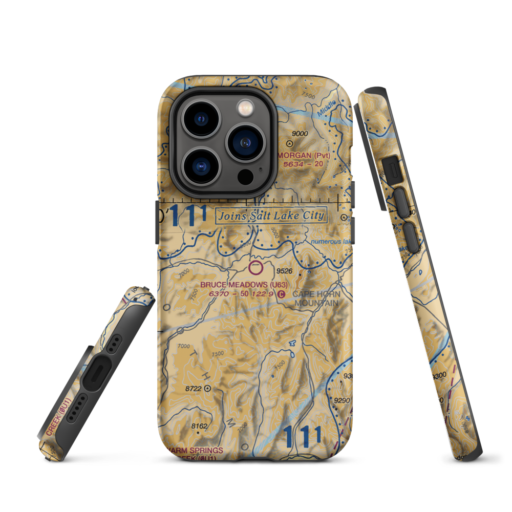 Bruce Meadows Airport (U63) VFR Sectional  Tough iPhone Case iPhone 14 Pro model shown