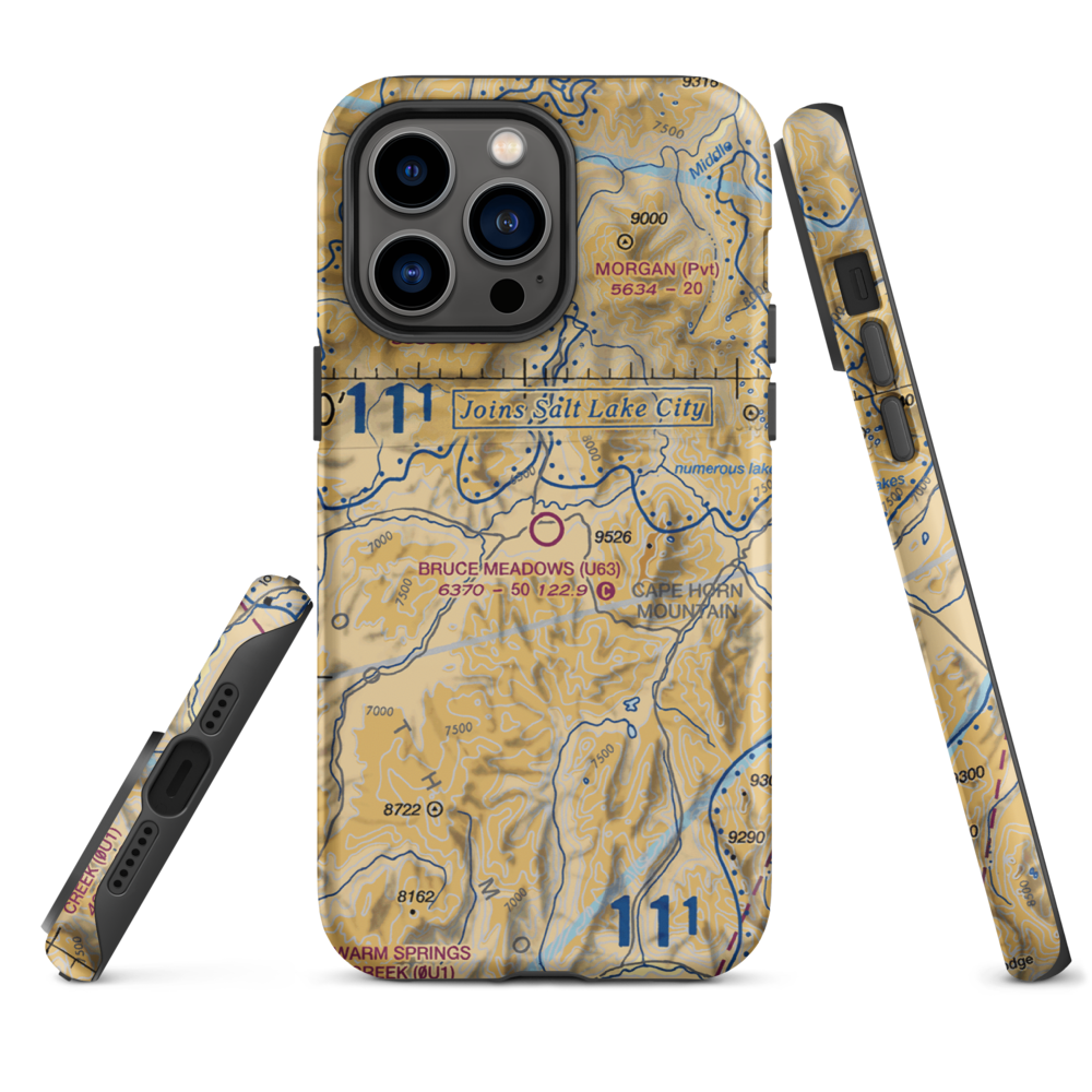 Bruce Meadows Airport (U63) VFR Sectional  Tough iPhone Case iPhone 14 Pro Max model shown