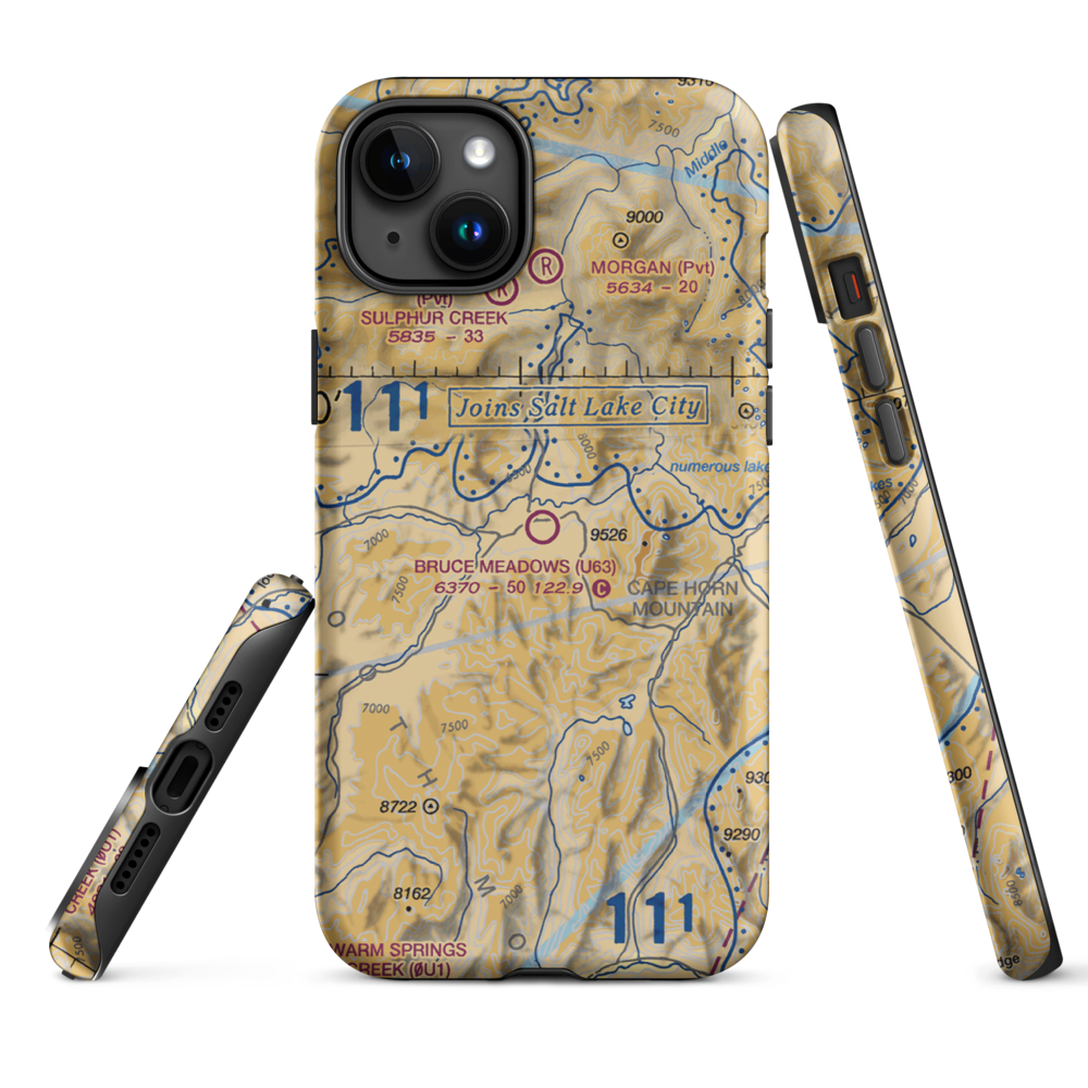 Bruce Meadows Airport (U63) VFR Sectional  Tough iPhone Case iPhone 15 Plus model shown