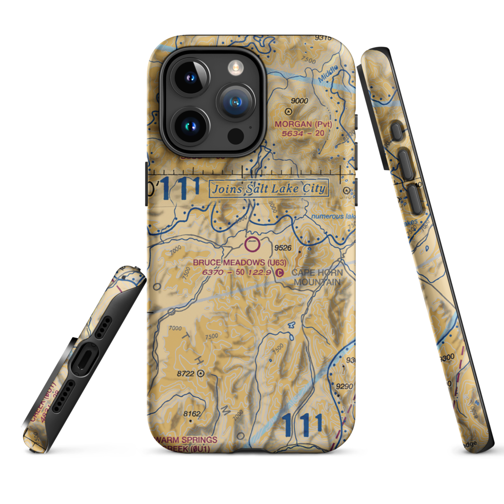 Bruce Meadows Airport (U63) VFR Sectional  Tough iPhone Case iPhone 15 Pro Max model shown