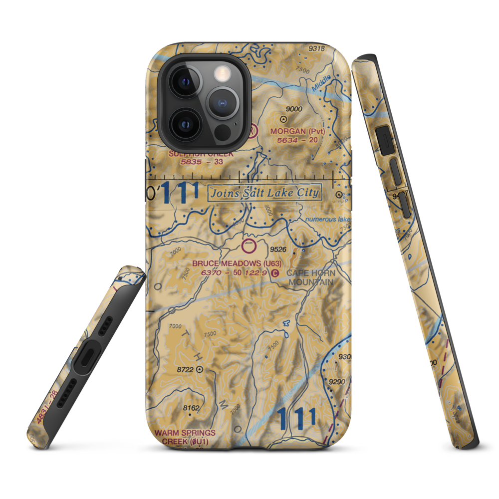 Bruce Meadows Airport (U63) VFR Sectional  Tough iPhone Case iPhone 12 Pro Max model shown