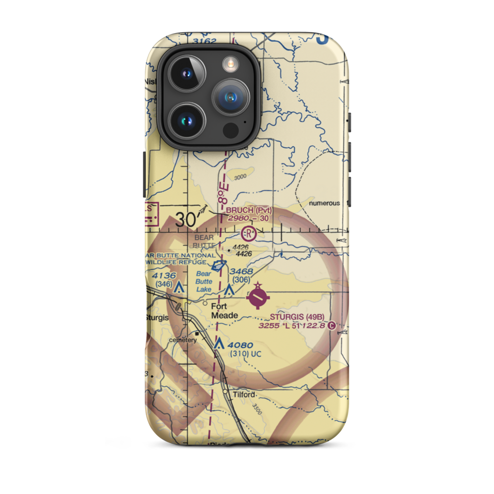 Bruch Airfield (SD35) VFR Sectional  Tough iPhone Case iPhone 16 Pro Max model shown