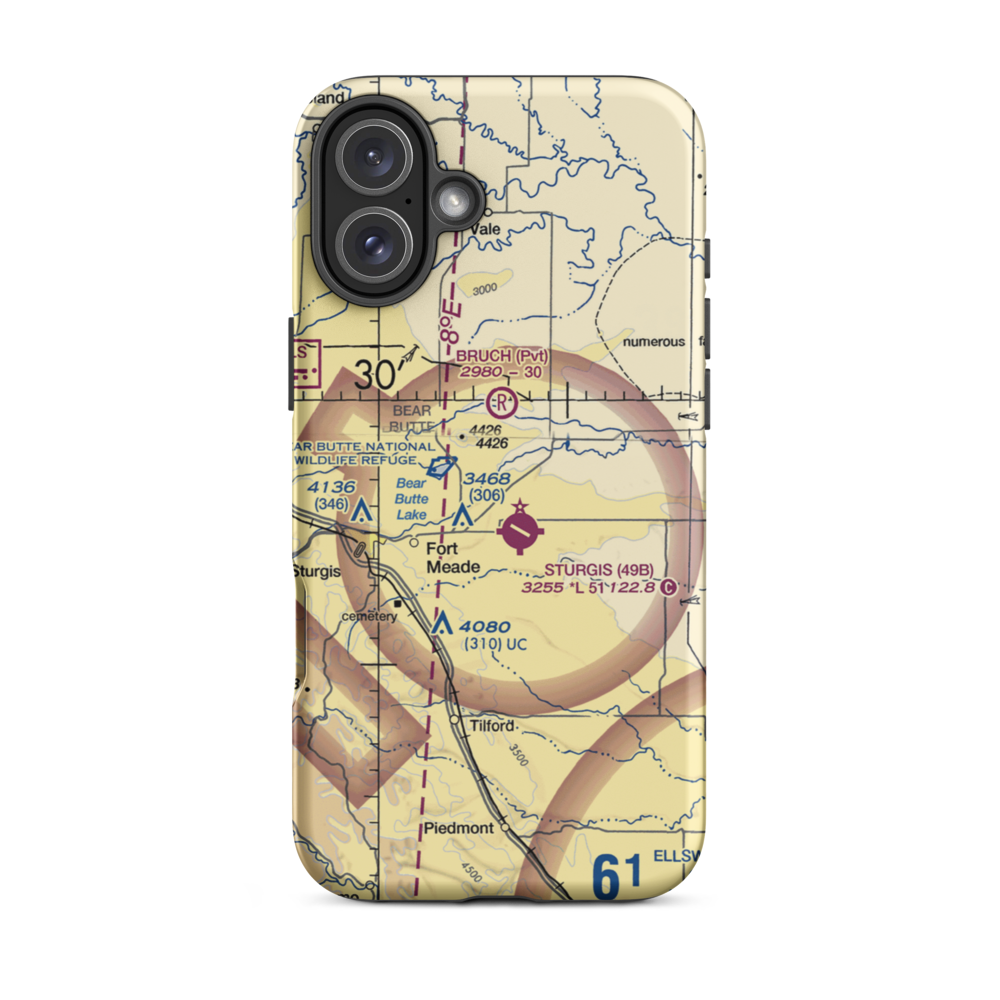 Bruch Ranch Airport (SD24) VFR Sectional  Tough iPhone Case iPhone 16 Plus model shown