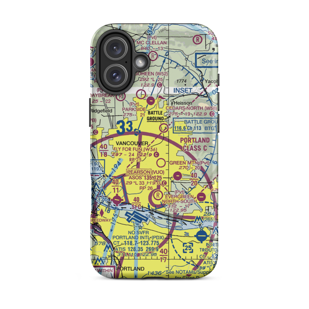 Brush Prairie Aerodrome (5WA9) VFR Sectional  Tough iPhone Case iPhone 16 Plus model shown