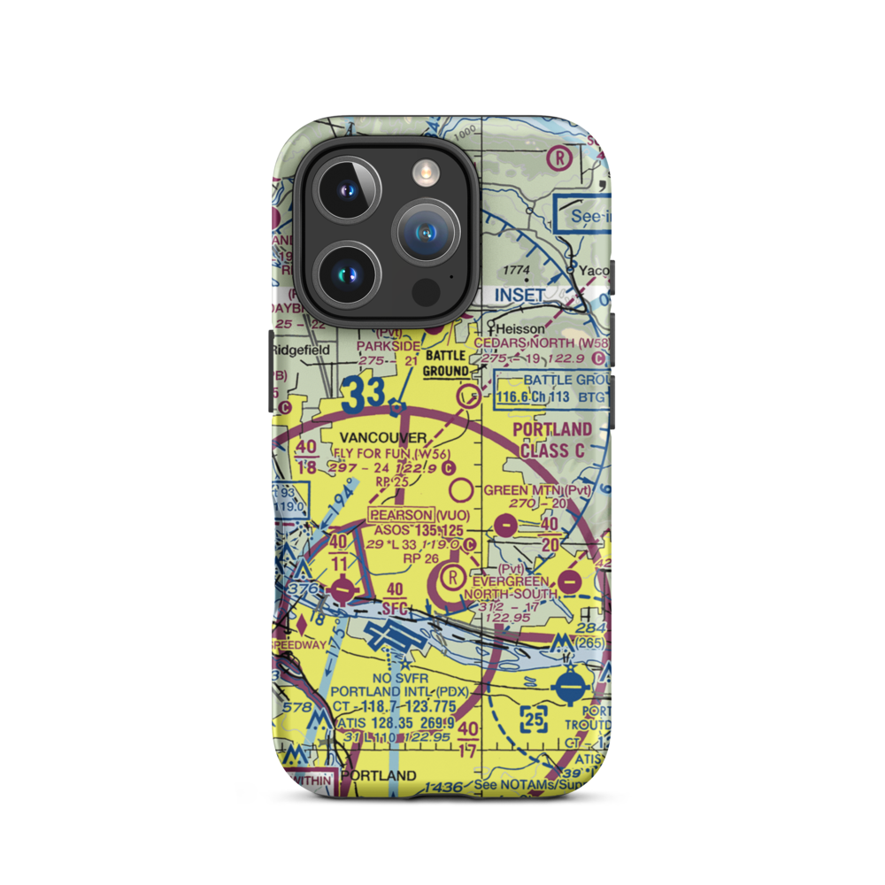 Brush Prairie Aerodrome (5WA9) VFR Sectional  Tough iPhone Case iPhone 16 Pro model shown
