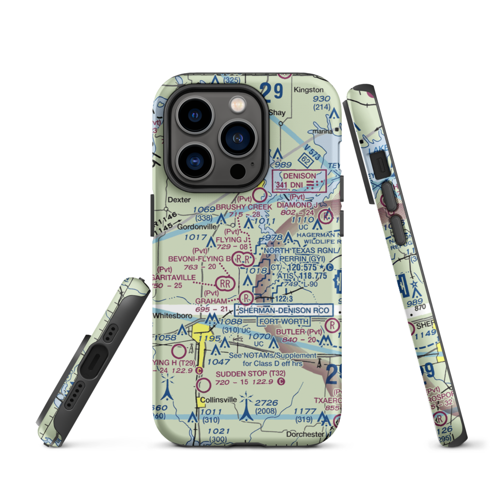 Brushy Creek Airport (69XS) VFR Sectional  Tough iPhone Case iPhone 14 Pro model shown