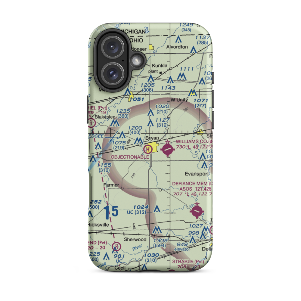 Bryan Airport (HWC) VFR Sectional  Tough iPhone Case iPhone 16 Plus model shown