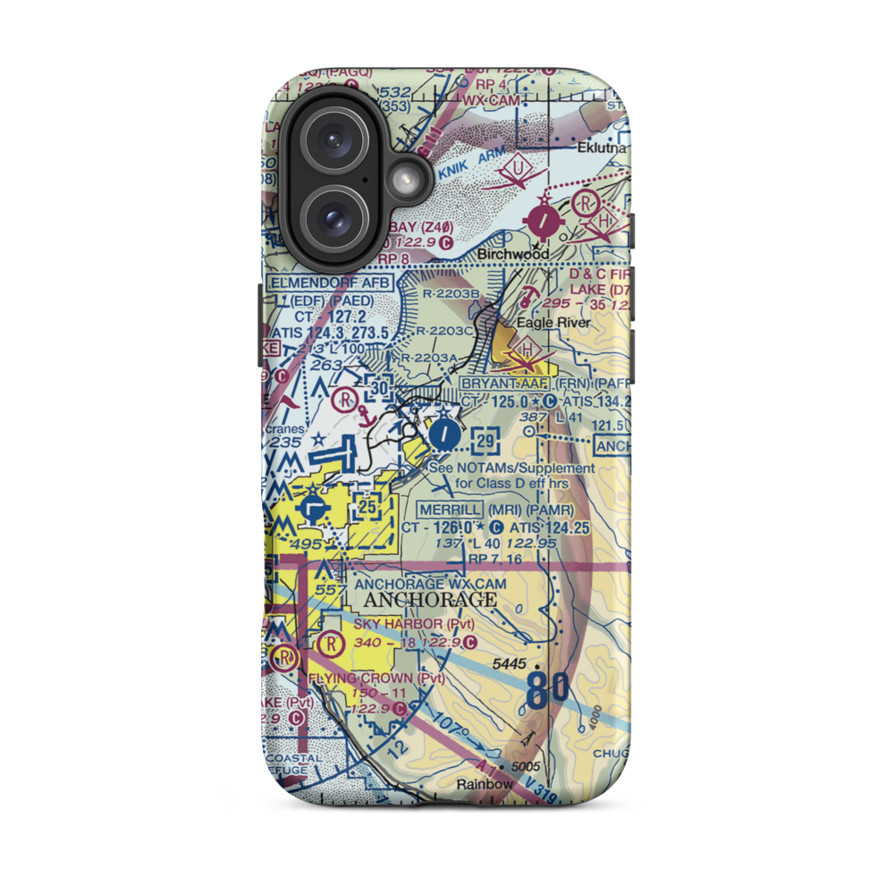 Bryant Army Heliport (FRN) VFR Sectional  Tough iPhone Case iPhone 16 Plus model shown