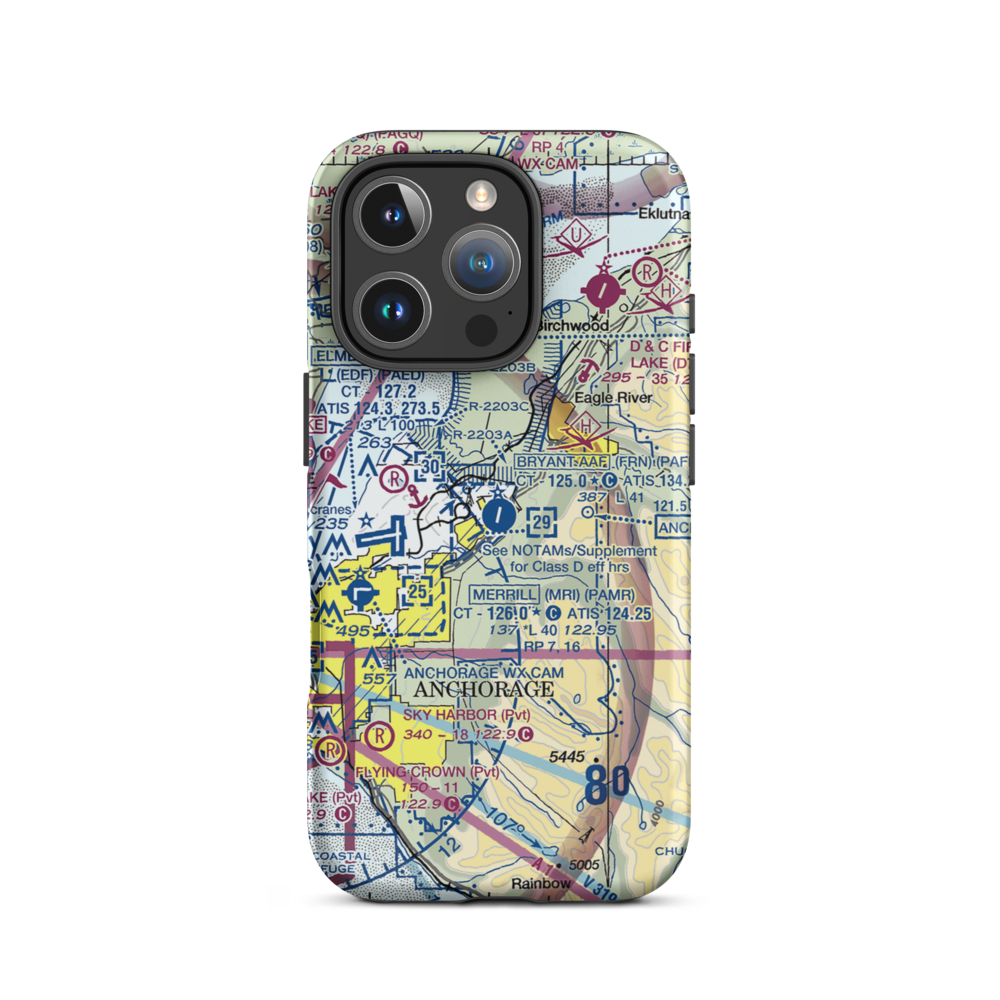 Bryant Army Heliport (FRN) VFR Sectional  Tough iPhone Case iPhone 16 Pro model shown