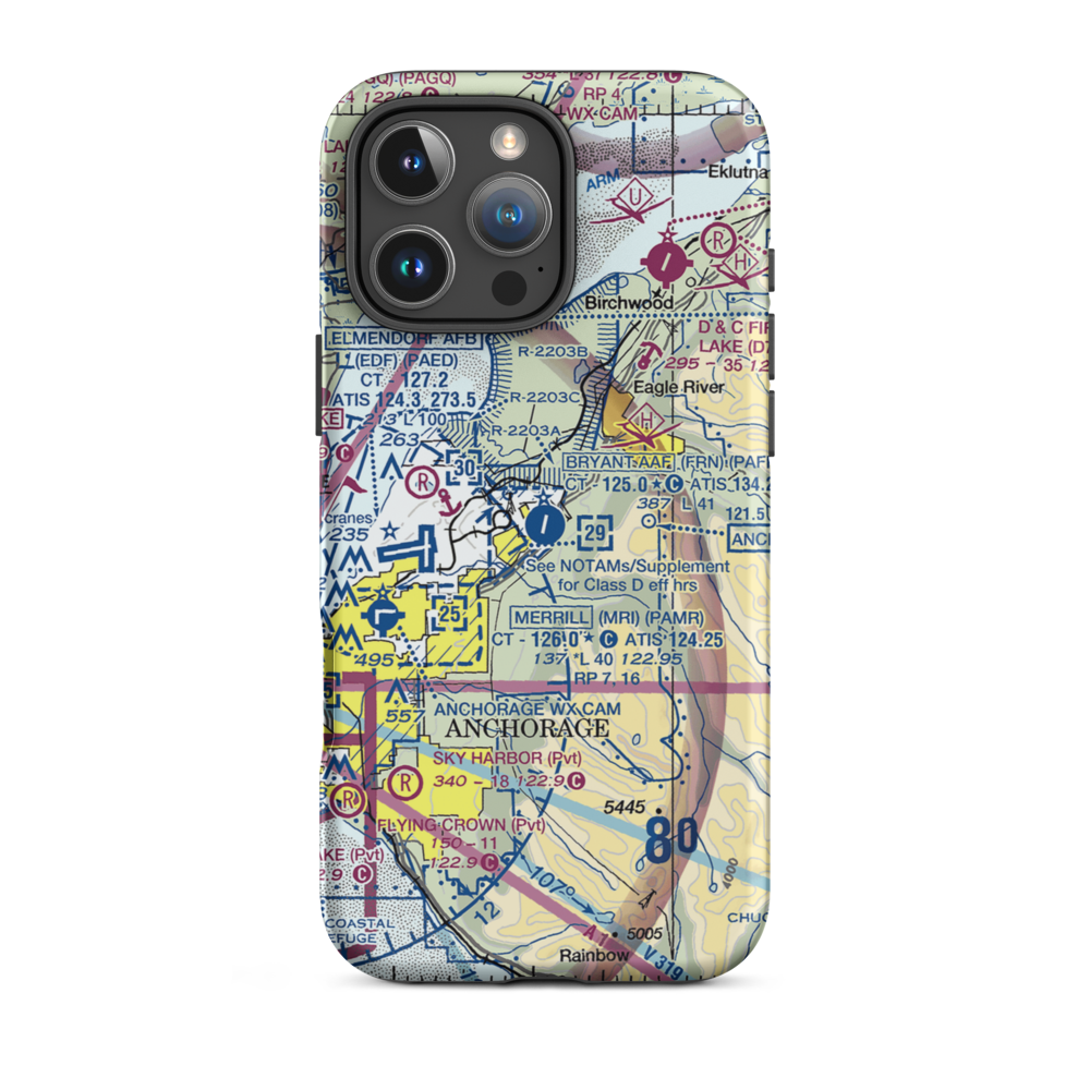 Bryant Army Heliport (FRN) VFR Sectional  Tough iPhone Case iPhone 16 Pro Max model shown