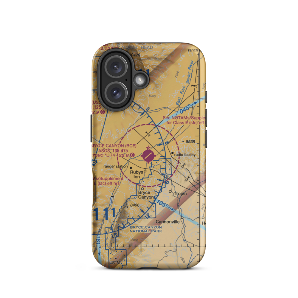 Bryce Canyon Airport (BCE) VFR Sectional  Tough iPhone Case iPhone 16 model shown