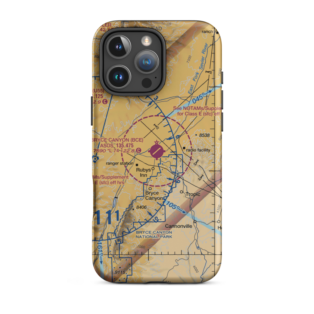 Bryce Canyon Airport (BCE) VFR Sectional  Tough iPhone Case iPhone 16 Pro Max model shown