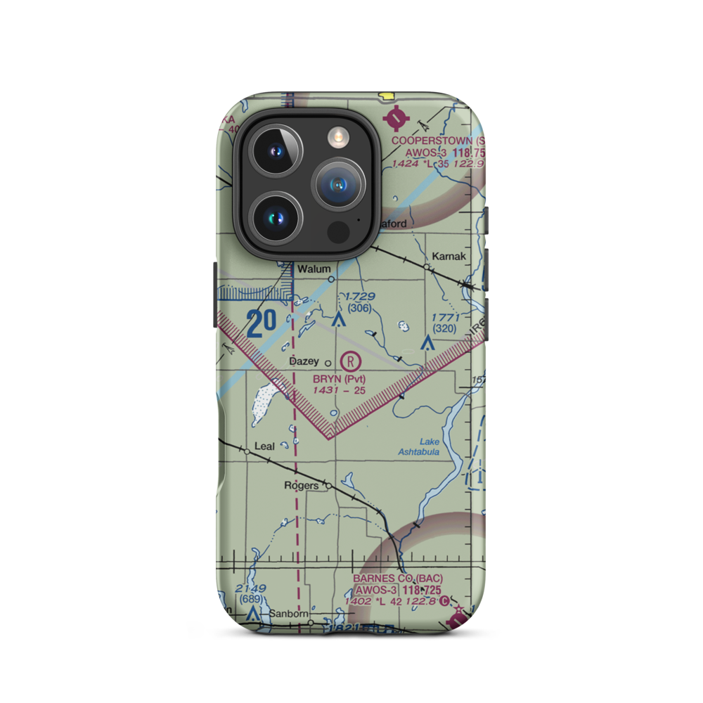 Bryn Airport (ND09) VFR Sectional  Tough iPhone Case iPhone 16 Pro model shown
