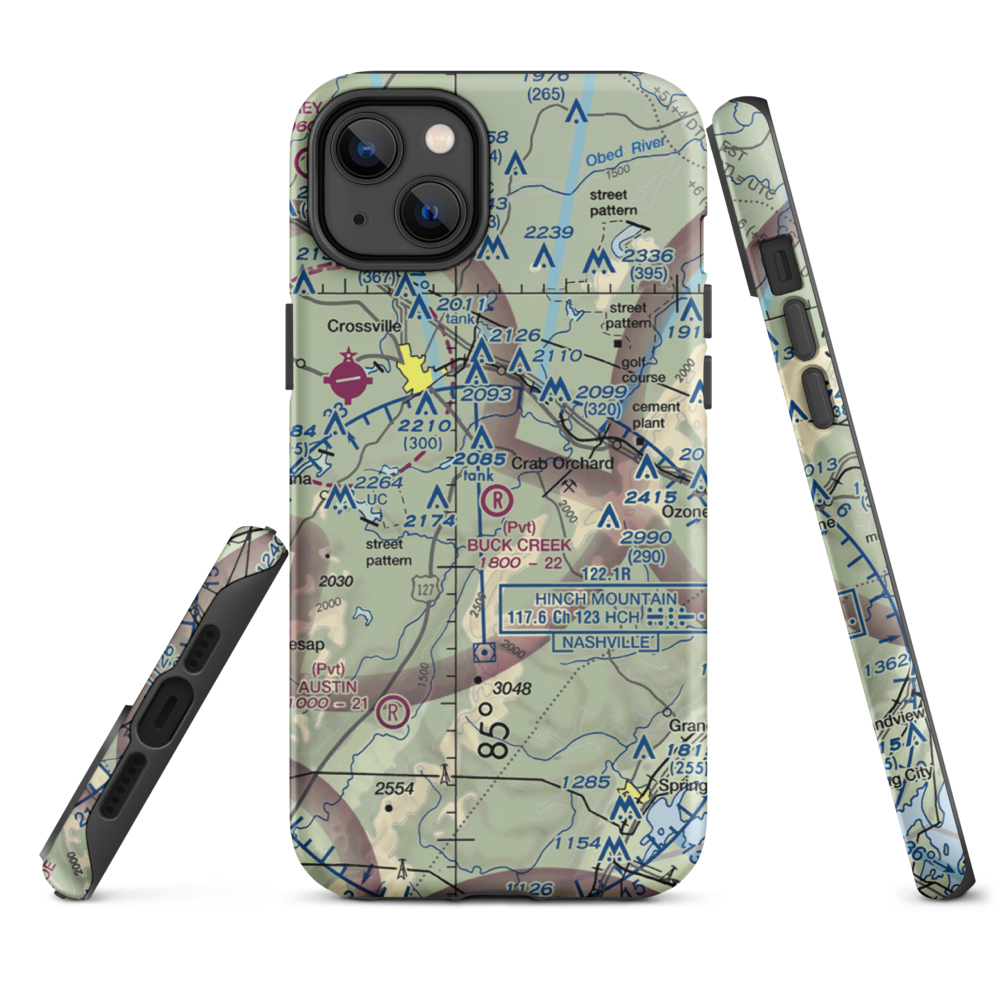 Buck Creek Ranch Airport (4TN2) VFR Sectional  Tough iPhone Case iPhone 14 Plus model shown