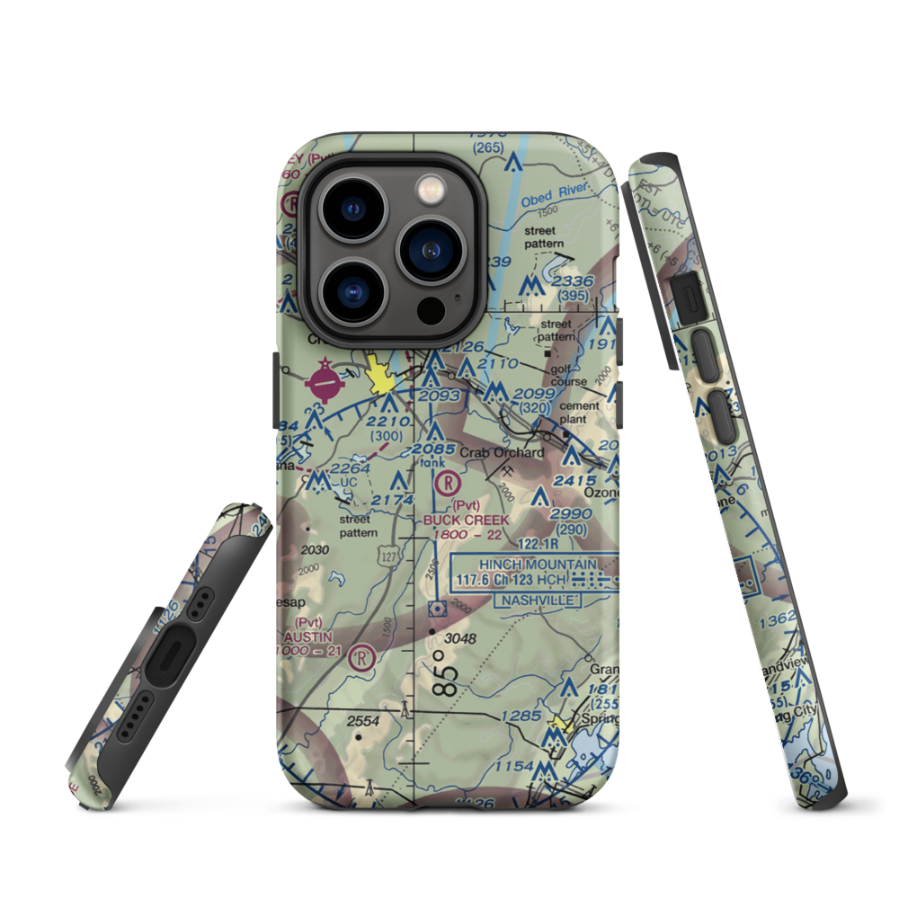Buck Creek Ranch Airport (4TN2) VFR Sectional  Tough iPhone Case iPhone 14 Pro model shown
