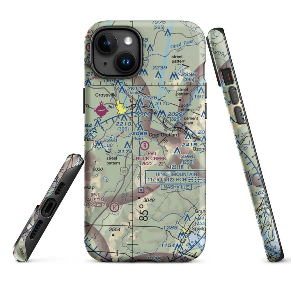 Buck Creek Ranch Airport (4TN2) VFR Sectional  Tough iPhone Case iPhone 15 Plus model shown