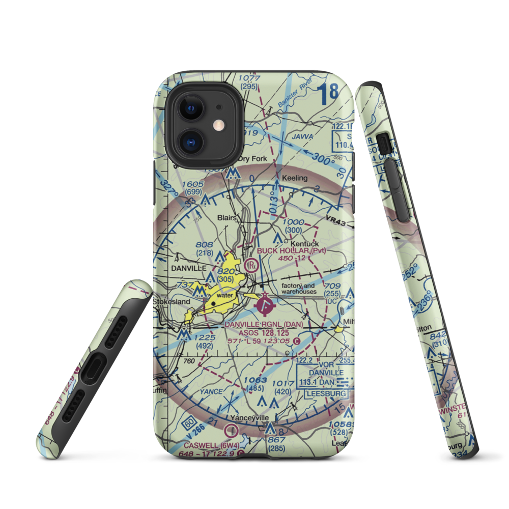 Buck Hollar Airport (95VA) VFR Sectional  Tough iPhone Case iPhone 11 model shown