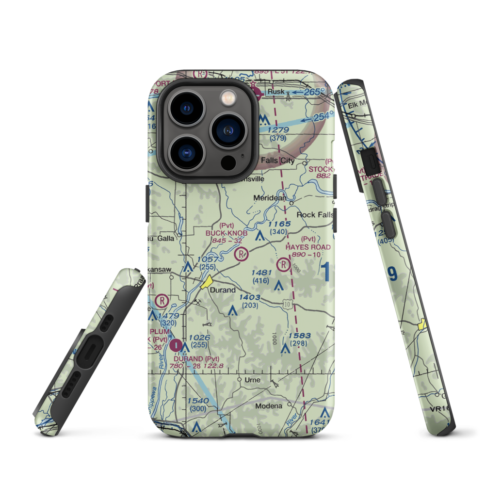 Buck Knob Airport (WI74) VFR Sectional  Tough iPhone Case iPhone 13 Pro model shown