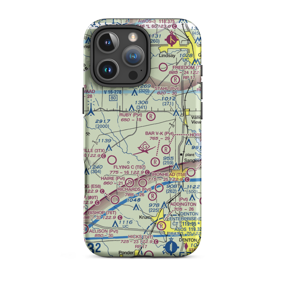 Bucker Field (TE39) VFR Sectional  Tough iPhone Case iPhone 16 Pro Max model shown