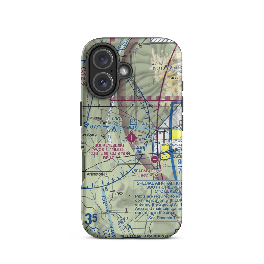 Buckeye Municipal Airport (BXK) VFR Sectional  Tough iPhone Case iPhone 16 model shown