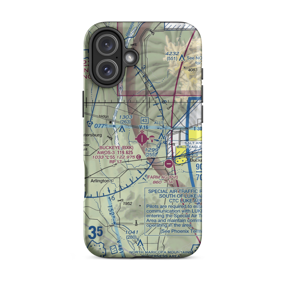 Buckeye Municipal Airport (BXK) VFR Sectional  Tough iPhone Case iPhone 16 Plus model shown