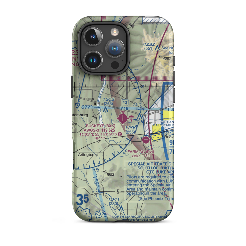 Buckeye Municipal Airport (BXK) VFR Sectional  Tough iPhone Case iPhone 16 Pro Max model shown