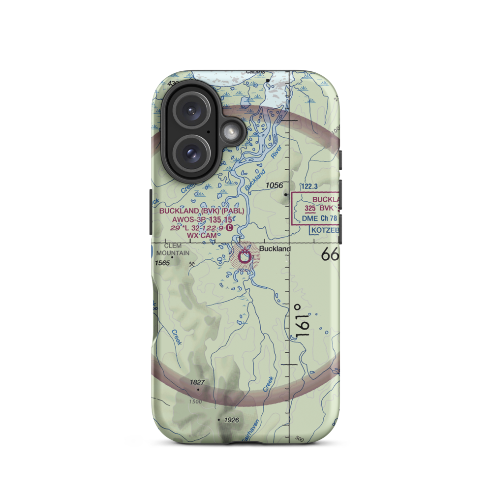 Buckland Airport (BVK) VFR Sectional  Tough iPhone Case iPhone 16 model shown