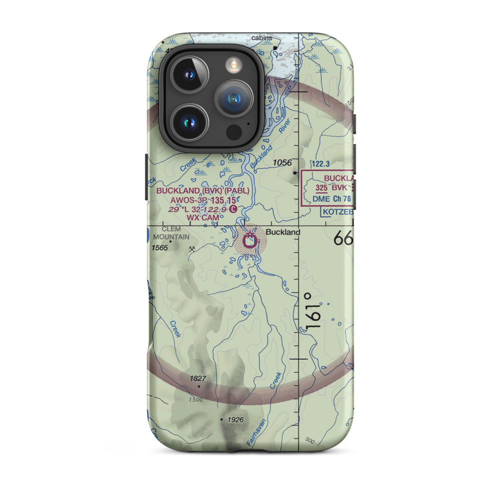 Buckland Airport (BVK) VFR Sectional  Tough iPhone Case iPhone 16 Pro Max model shown