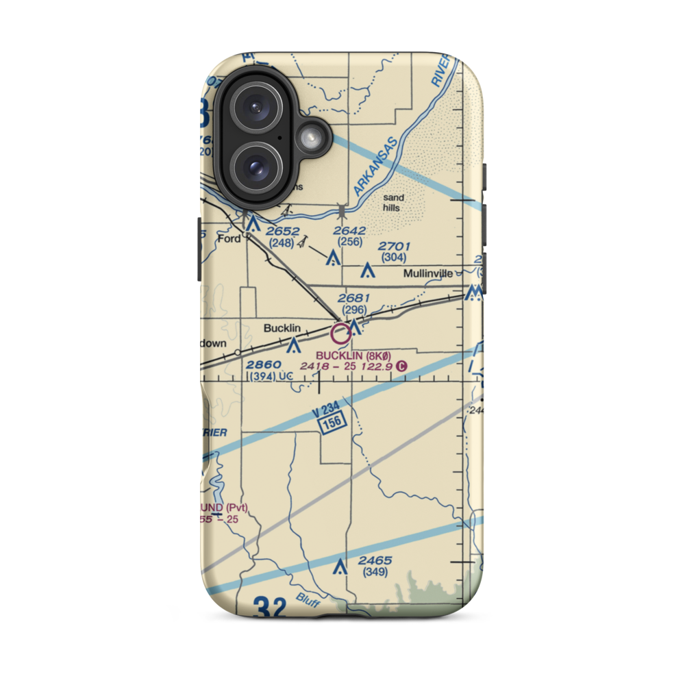 Bucklin Airport (8K0) VFR Sectional  Tough iPhone Case iPhone 16 Plus model shown