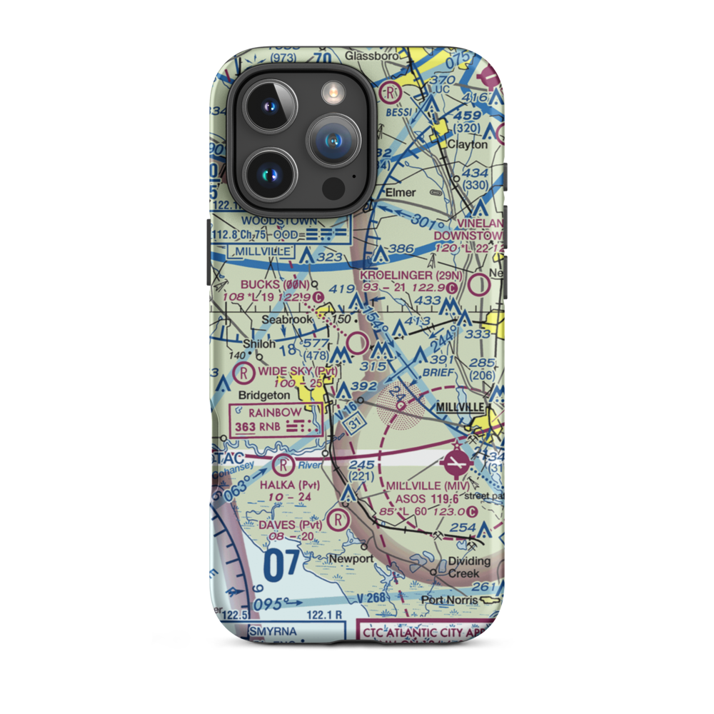 Bucks Airport (00N) VFR Sectional  Tough iPhone Case iPhone 16 Pro Max model shown