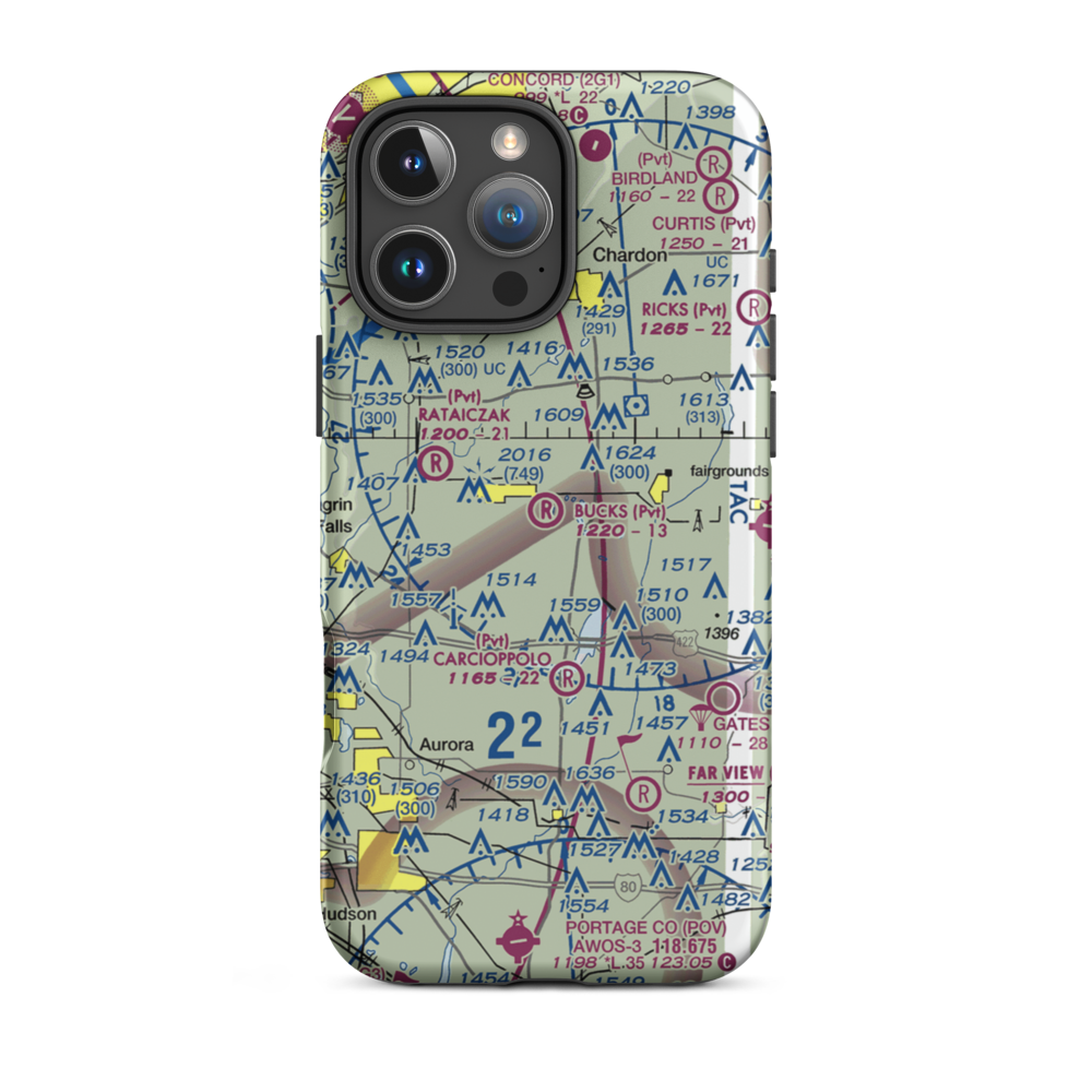 Bucks Airport (40OH) VFR Sectional  Tough iPhone Case iPhone 16 Pro Max model shown