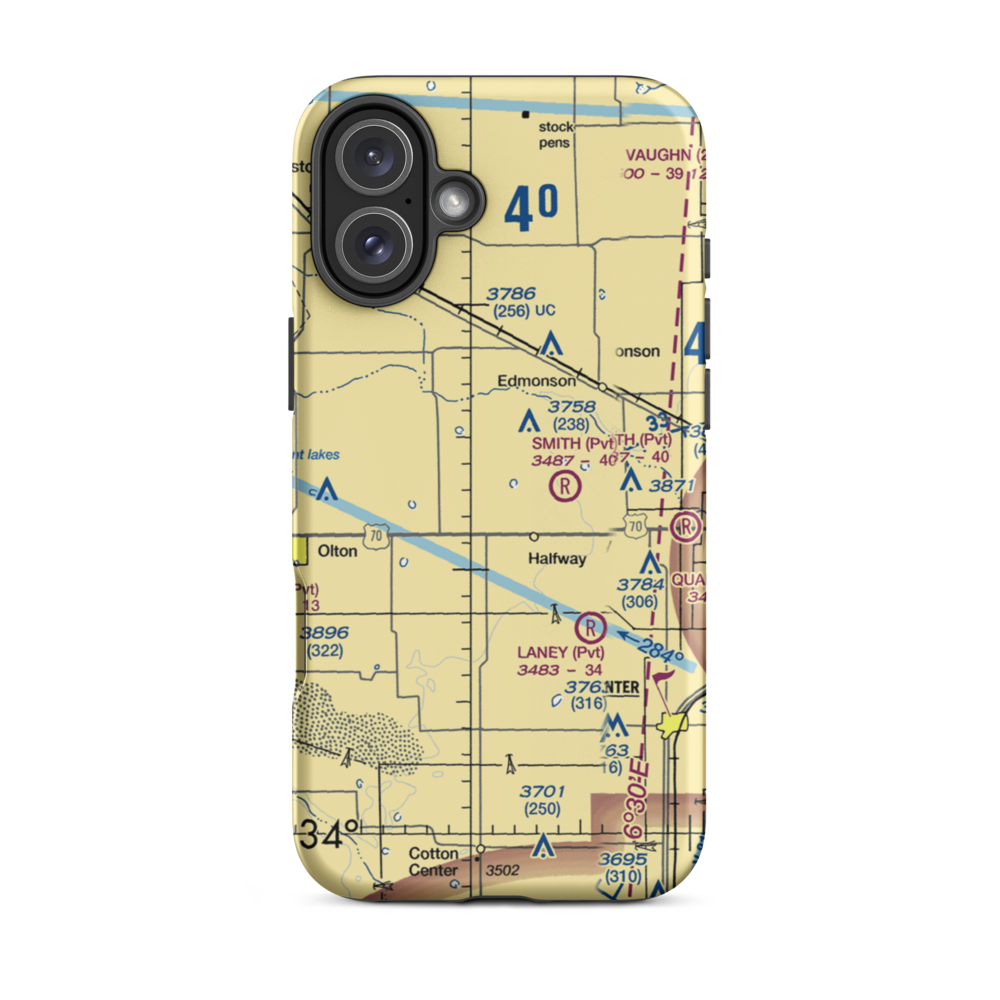 Buddy Harmel Airport (0TA1) VFR Sectional  Tough iPhone Case iPhone 16 Plus model shown