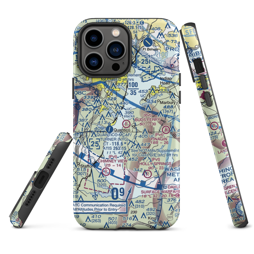 Buds Ferry Airport (MD39) VFR Sectional  Tough iPhone Case iPhone 13 Pro Max model shown