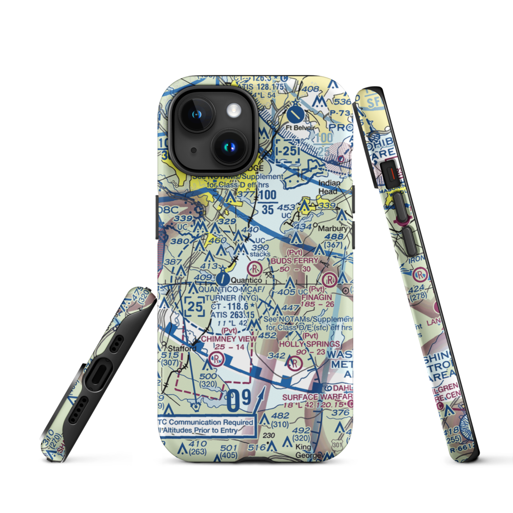 Buds Ferry Airport (MD39) VFR Sectional  Tough iPhone Case iPhone 15 model shown