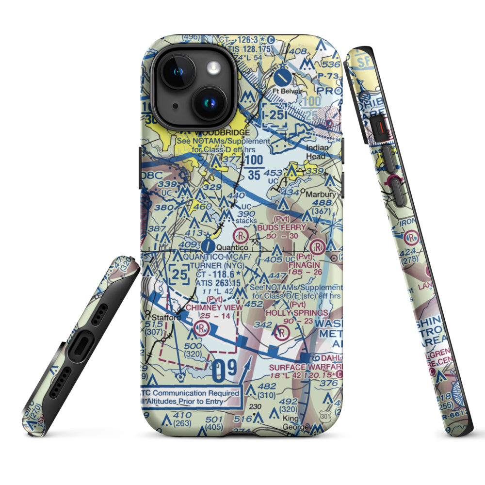 Buds Ferry Airport (MD39) VFR Sectional  Tough iPhone Case iPhone 15 Plus model shown
