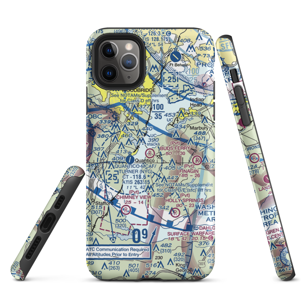 Buds Ferry Airport (MD39) VFR Sectional  Tough iPhone Case iPhone 11 Pro Max model shown