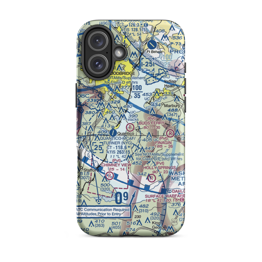 Buds Ferry Airport (MD39) VFR Sectional  Tough iPhone Case iPhone 16 Plus model shown