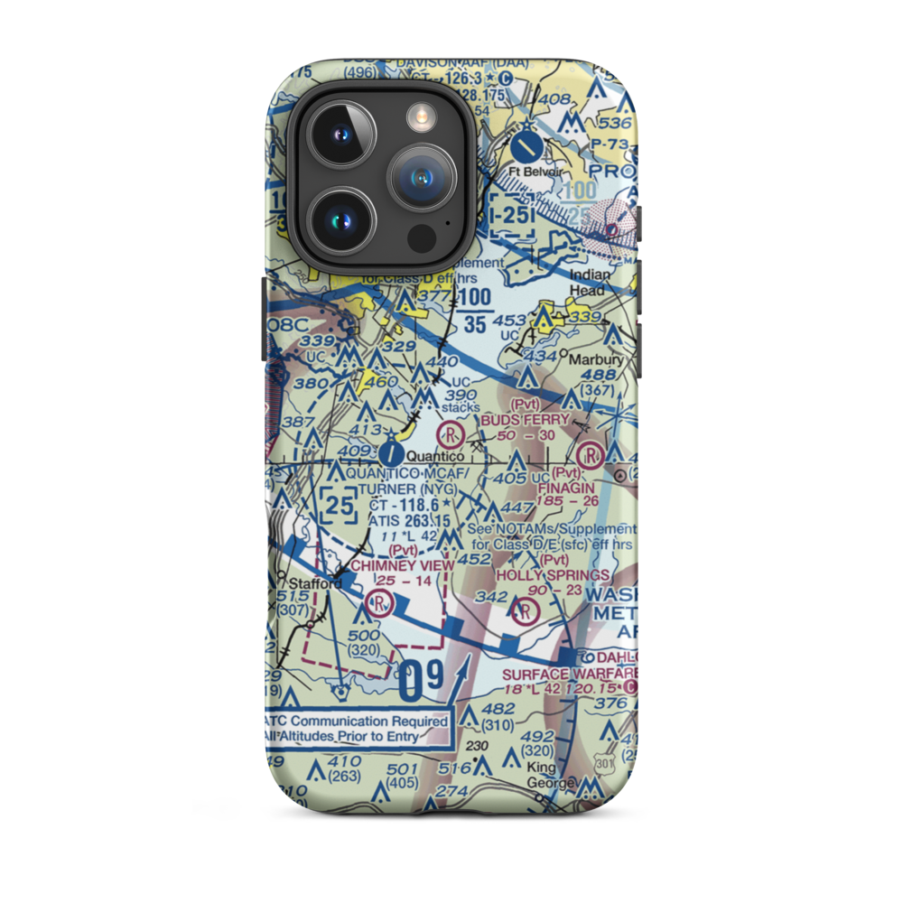 Buds Ferry Airport (MD39) VFR Sectional  Tough iPhone Case iPhone 16 Pro Max model shown