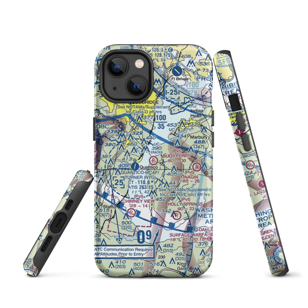 Buds Ferry Airport (MD39) VFR Sectional  Tough iPhone Case iPhone 13 model shown